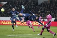 Paris Saint-Germain's forward Zlatan Ibrahimovic kicks the ball (C)